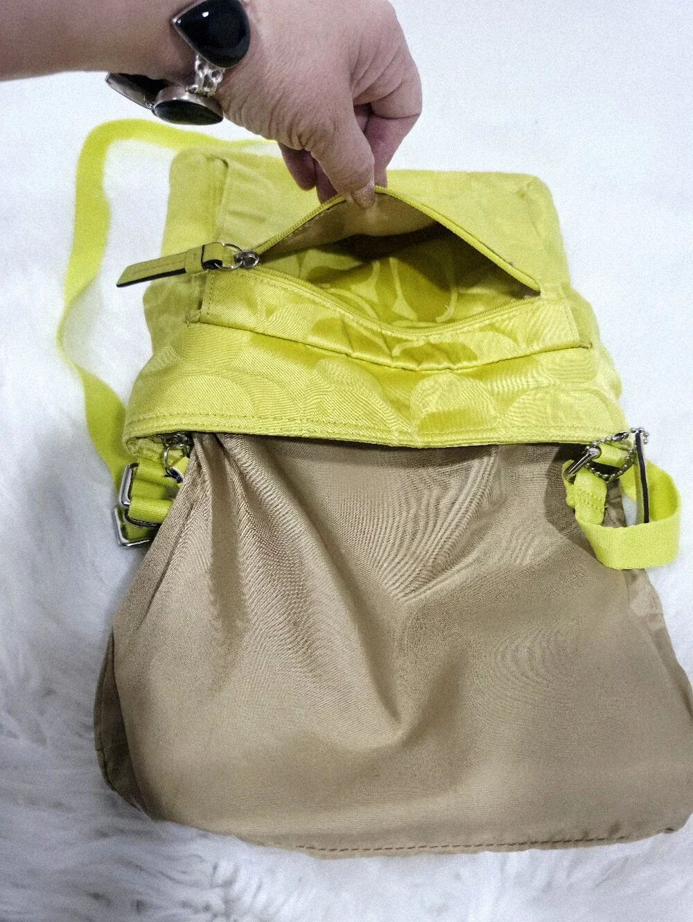 Coach F77408 Crossbody Bag Yellow Signature Nylon Women’s Shoulder Bag